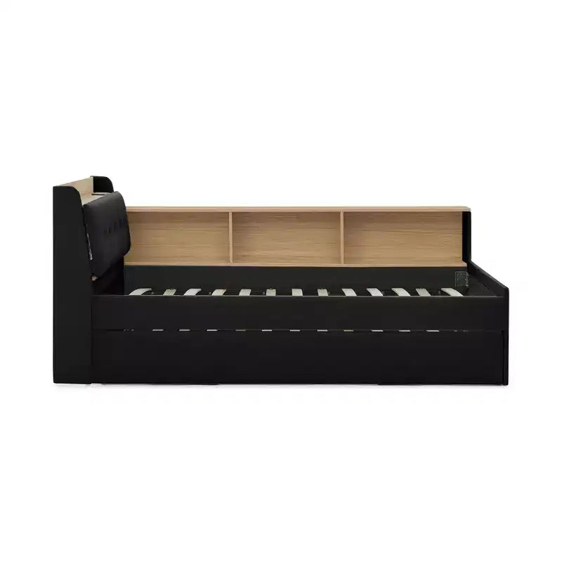 Sofá cama contemporáneo Clara de terciopelo con cabecero, luces LED, carga inalámbrica
