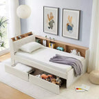 Sofá cama contemporáneo Clara de terciopelo con cabecero, luces LED, carga inalámbrica