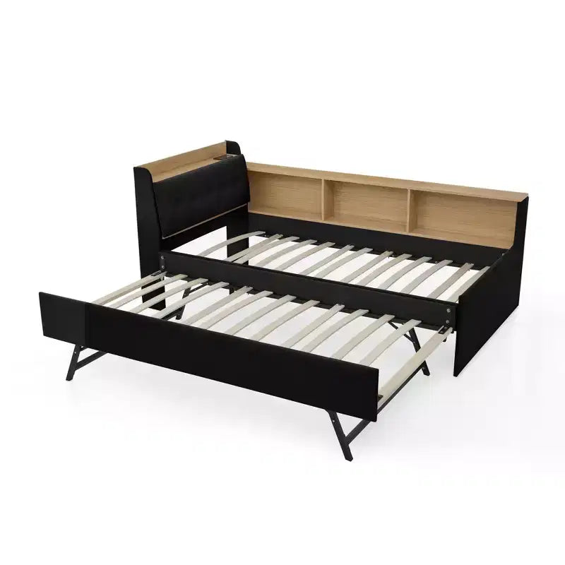 Sofá cama contemporáneo Clara de terciopelo con cabecero, luces LED, carga inalámbrica