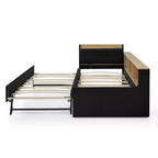 Sofá cama contemporáneo Clara de terciopelo con cabecero, luces LED, carga inalámbrica