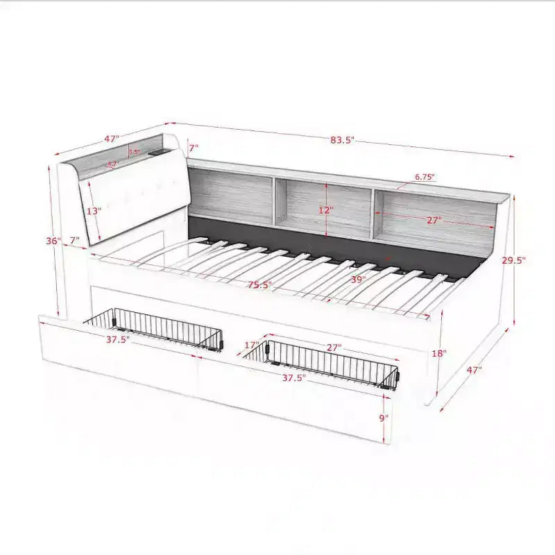 Sofá cama contemporáneo Clara de terciopelo con cabecero, luces LED, carga inalámbrica