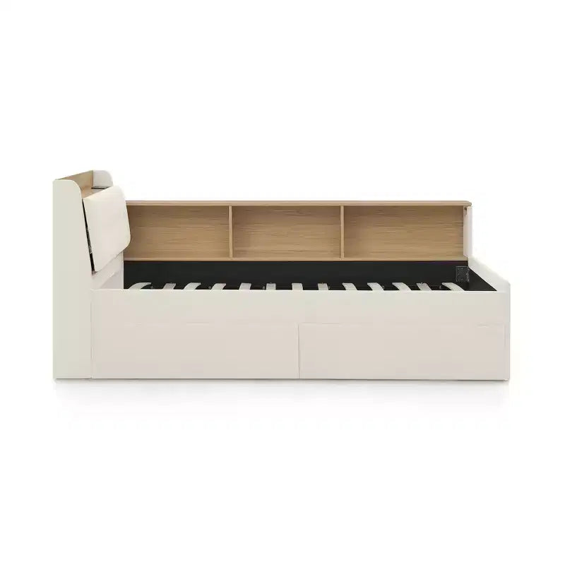Sofá cama contemporáneo Clara de terciopelo con cabecero, luces LED, carga inalámbrica