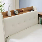Sofá cama contemporáneo Clara de terciopelo con cabecero, luces LED, carga inalámbrica
