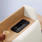Sofá cama contemporáneo Clara de terciopelo con cabecero, luces LED, carga inalámbrica