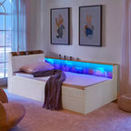 Sofá cama contemporáneo Clara de terciopelo con cabecero, luces LED, carga inalámbrica