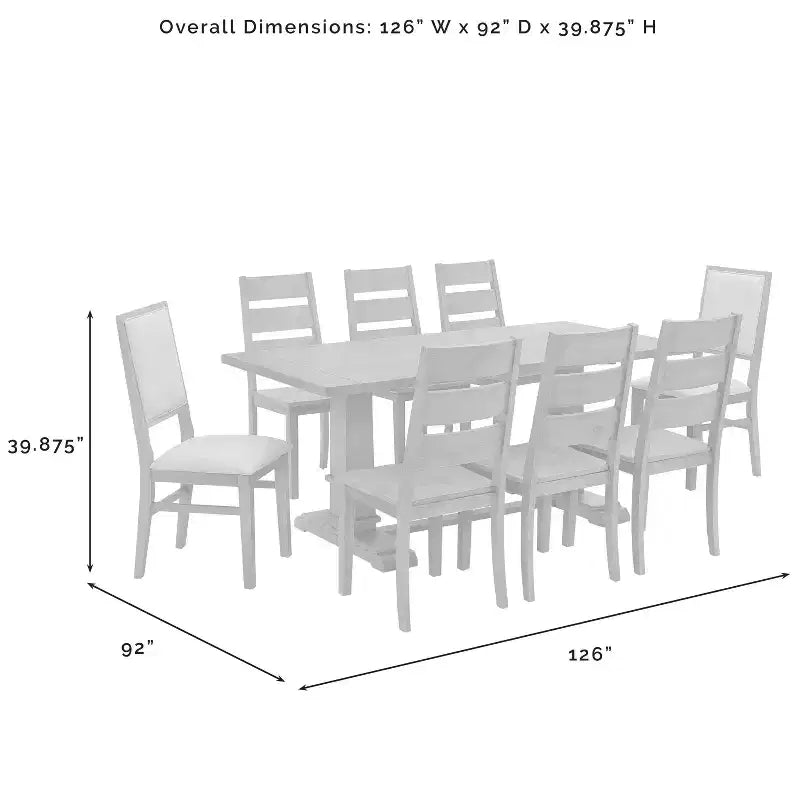 Juego de comedor Joanna de 9 piezas con 6 sillas Ladder Back y 2 sillas con respaldo tapizado Marrón rústico