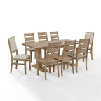 Juego de comedor Joanna de 9 piezas con 6 sillas Ladder Back y 2 sillas con respaldo tapizado Marrón rústico