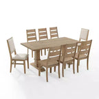 Juego de comedor Joanna de 9 piezas con 6 sillas Ladder Back y 2 sillas con respaldo tapizado Marrón rústico