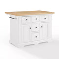 Crosley Julia Wood Top Kitchen Island White: Traditional Style, Towel Bar, 5 Drawers, 2 Doors