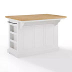 Isla de cocina con encimera blanca Julia Wood: estilo tradicional, barra para toallas, 5 cajones, 2 puertas