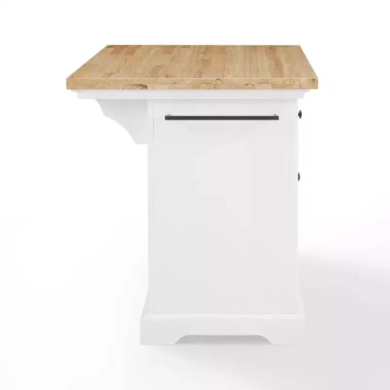 Isla de cocina con encimera blanca Julia Wood: estilo tradicional, barra para toallas, 5 cajones, 2 puertas