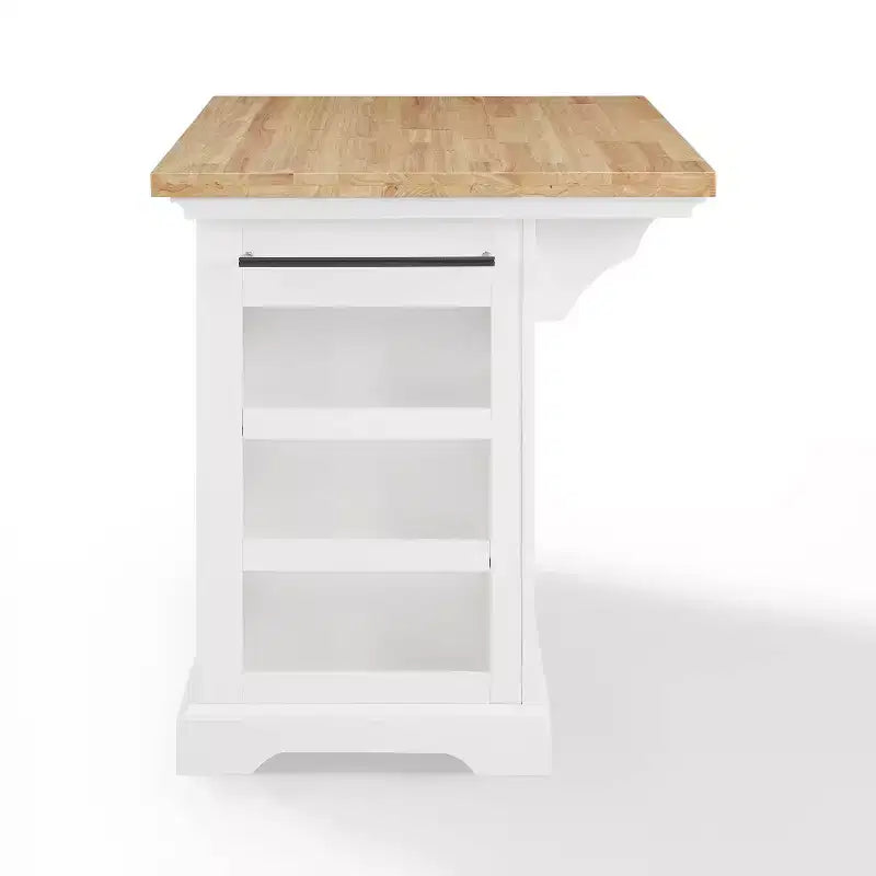 Isla de cocina con encimera blanca Julia Wood: estilo tradicional, barra para toallas, 5 cajones, 2 puertas