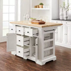 Isla de cocina con encimera blanca Julia Wood: estilo tradicional, barra para toallas, 5 cajones, 2 puertas