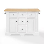 Isla de cocina con encimera blanca Julia Wood: estilo tradicional, barra para toallas, 5 cajones, 2 puertas