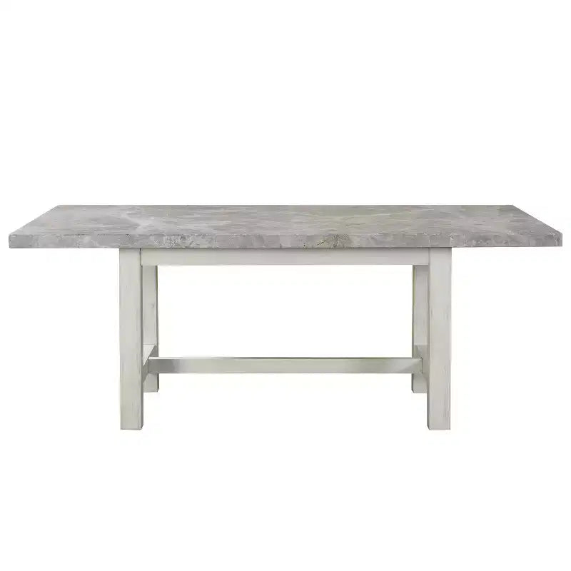 Canova Marble Top Dining Table White - Steve Silver Co.: Gray Surface, Wood Frame, 6-Seater Rectangle
