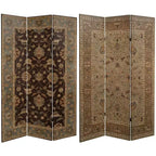 6" Double Sided Persian Rug Canvas Room Divider Beige - Oriental Furniture: Privacy Screen, 3 Panels