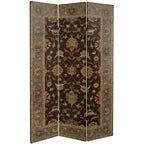Separador de ambientes de lona con diseño de alfombra persa de 6" de doble cara beige: biombo, 3 paneles