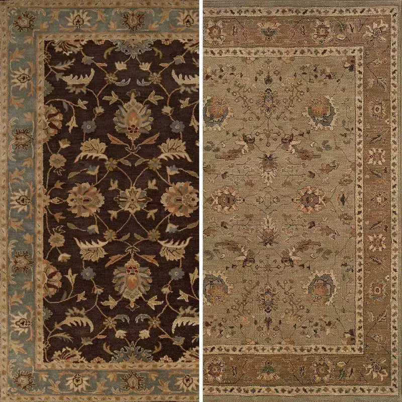 Separador de ambientes de lona con diseño de alfombra persa de 6" de doble cara beige: biombo, 3 paneles