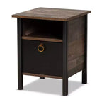 Vaughan Two-Tone Rustic Finished Wood Nightstand Walnut - Baxton Studio: Enclosed Storage, Gold-Tone Pull, Bedroom Furniture