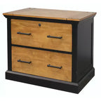 Archivador Toulouse Miel/Negro: Almacenamiento lateral de madera, sin montaje, diseño de 2 cajones
