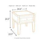 Mesa auxiliar Todoe con puertos USB y tomas de corriente gris oscuro: estilo moderno, cajón de almacenamiento, acabado en madera