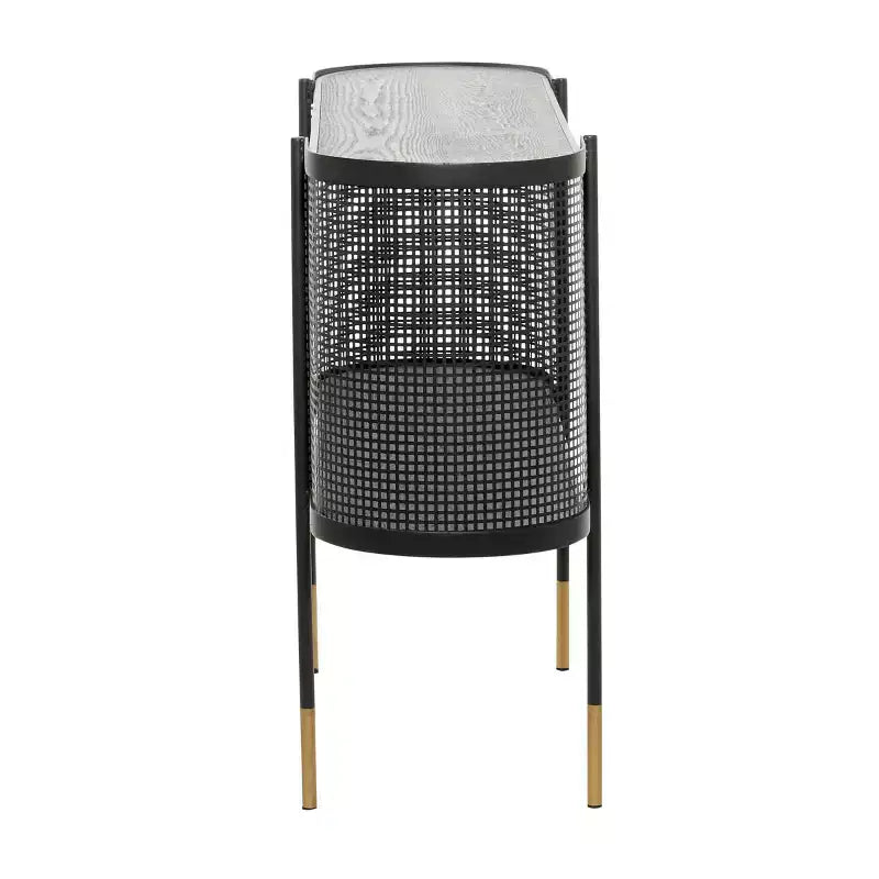 Mesa consola ovalada de metal contemporáneo negra