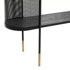 Mesa consola ovalada de metal contemporáneo negra