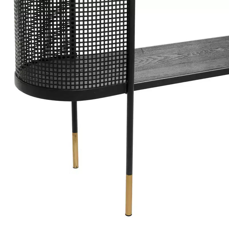 Mesa consola ovalada de metal contemporáneo negra
