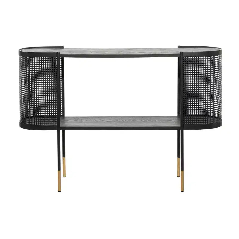 Mesa consola ovalada de metal contemporáneo negra