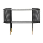 Mesa consola ovalada de metal contemporáneo negra