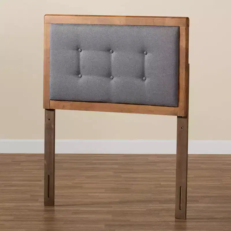 Cabecero Sarine de tela y madera tapizado gris oscuro: encanto retro, diseño de mediados de siglo, altura ajustable