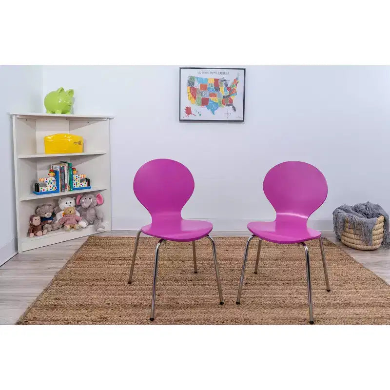 Set of 2 Kids' Bentwood Chairs with Chrome Legs - Gift Mark