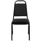 Silla de banquete apilable con respaldo trapezoidal y asiento de 6.35 cm de grosor