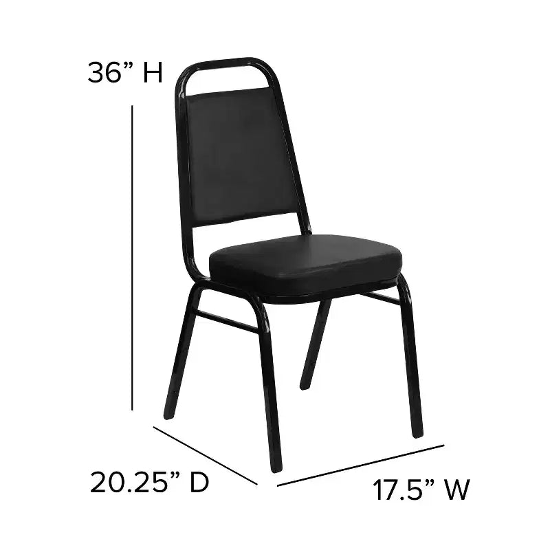 Silla de banquete apilable con respaldo trapezoidal y asiento de 6.35 cm de grosor