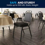 Silla de banquete apilable con respaldo trapezoidal y asiento de 6.35 cm de grosor