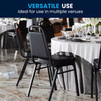 Silla de banquete apilable con respaldo trapezoidal y asiento de 6.35 cm de grosor