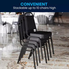 Silla de banquete apilable con respaldo trapezoidal y asiento de 6.35 cm de grosor