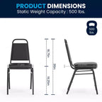 Silla de banquete apilable con respaldo trapezoidal y asiento de 6.35 cm de grosor