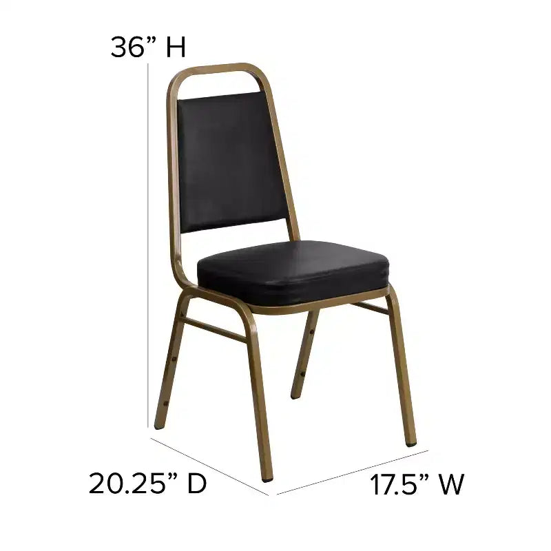 Silla de banquete apilable con respaldo trapezoidal y asiento de 6.35 cm de grosor