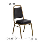 Silla de banquete apilable con respaldo trapezoidal y asiento de 6.35 cm de grosor