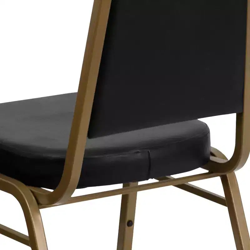 Silla de banquete apilable con respaldo trapezoidal y asiento de 6.35 cm de grosor