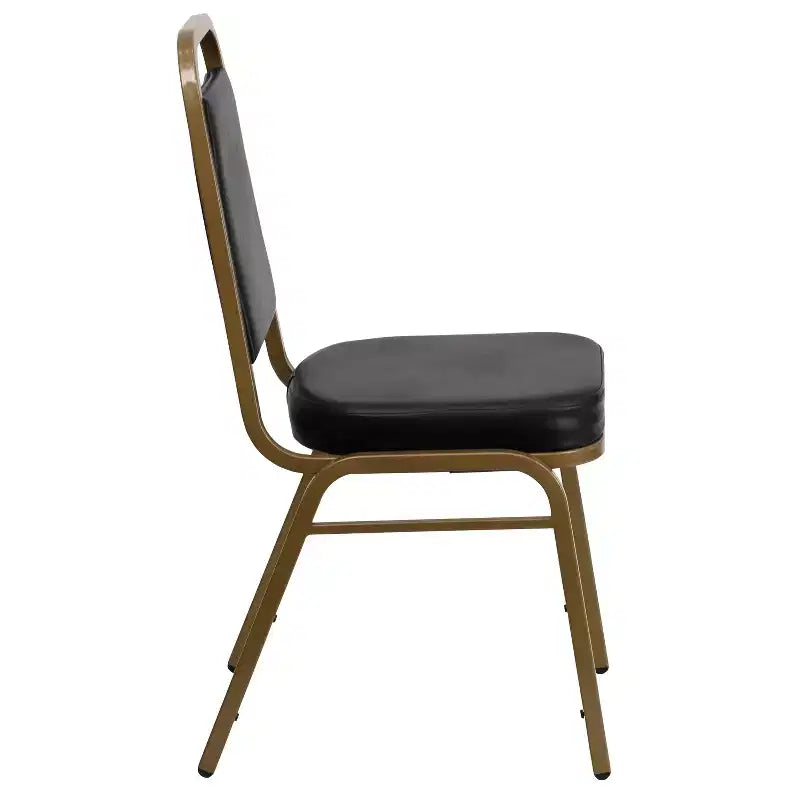 Silla de banquete apilable con respaldo trapezoidal y asiento de 6.35 cm de grosor