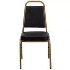 Silla de banquete apilable con respaldo trapezoidal y asiento de 6.35 cm de grosor