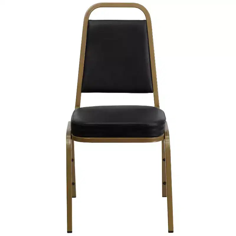 Silla de banquete apilable con respaldo trapezoidal y asiento de 6.35 cm de grosor