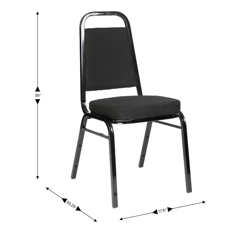 Silla de banquete apilable con respaldo trapezoidal y asiento de 6.35 cm de grosor