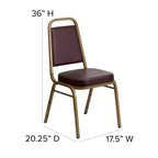 Silla de banquete apilable con respaldo trapezoidal y asiento de 6.35 cm de grosor