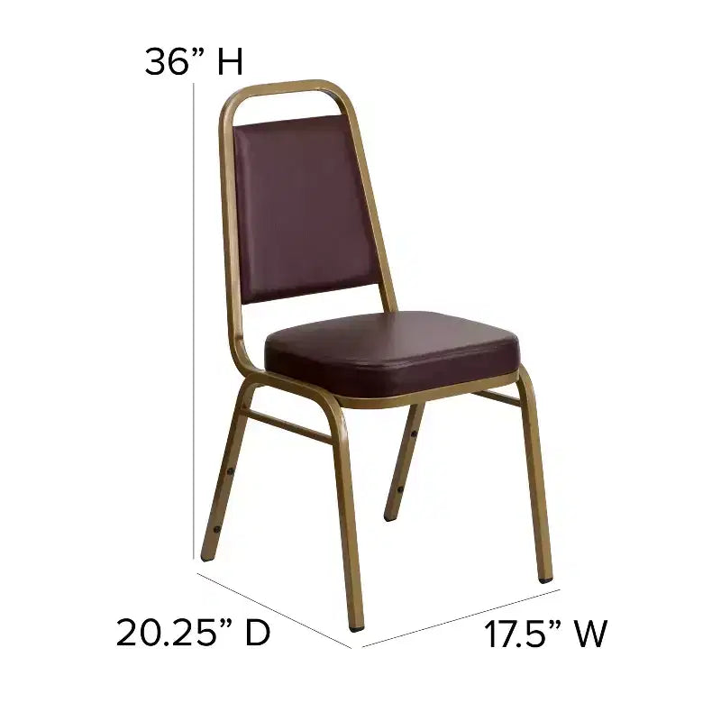 Silla de banquete apilable con respaldo trapezoidal y asiento de 6.35 cm de grosor
