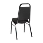 Silla de banquete apilable con respaldo trapezoidal y asiento de 6.35 cm de grosor