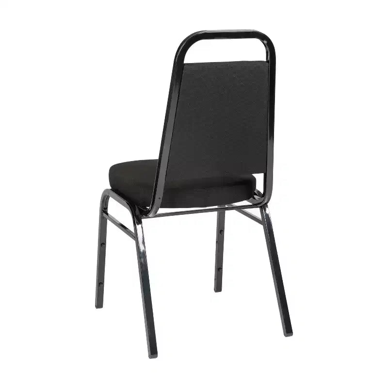 Silla de banquete apilable con respaldo trapezoidal y asiento de 6.35 cm de grosor