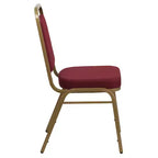Silla de banquete apilable con respaldo trapezoidal y asiento de 6.35 cm de grosor